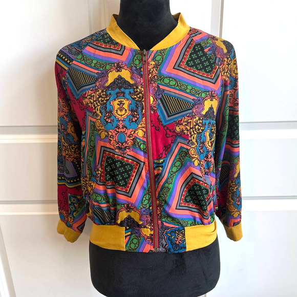 Billy by Flying Tomato Small Colorful Abstract Fully Zip Light weight Jacket - Picture 5 of 5